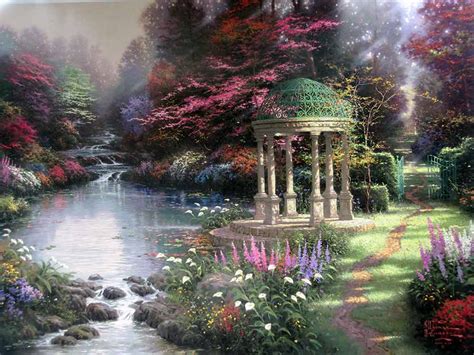 Thomas Kinkade has hidden seven Ns in The Garden of Prayer, both in loving tribute to his wife Nanette and to coincide with the seven pools of life. . Thomas kinkade garden of prayer